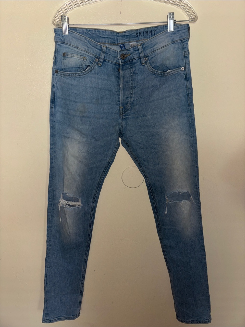 Divided Men’s Light Blue Skinny Ripped Jeans
